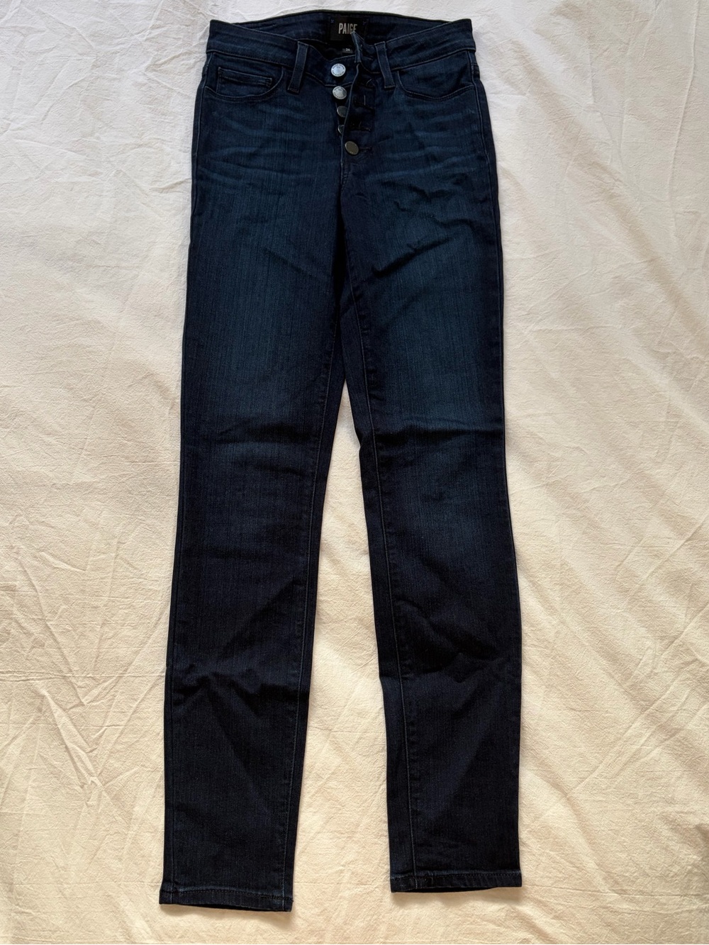 PAIGE Women's Dark Blue High-Rise Skinny Jeans